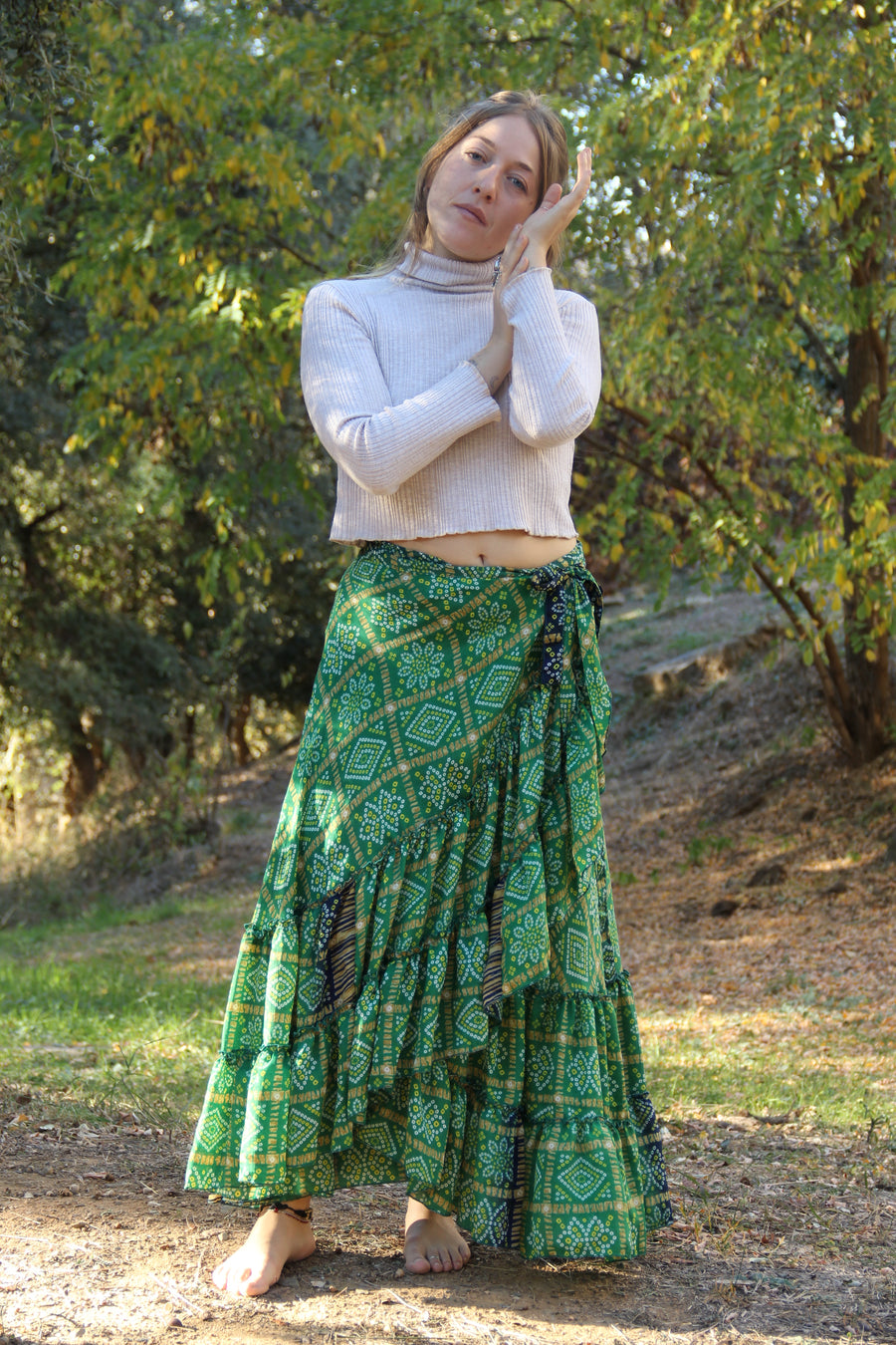 NIBHAYAI Long Skirt